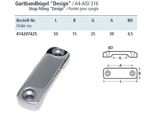 Gurtbandbügel edelstahl a4 - 1,